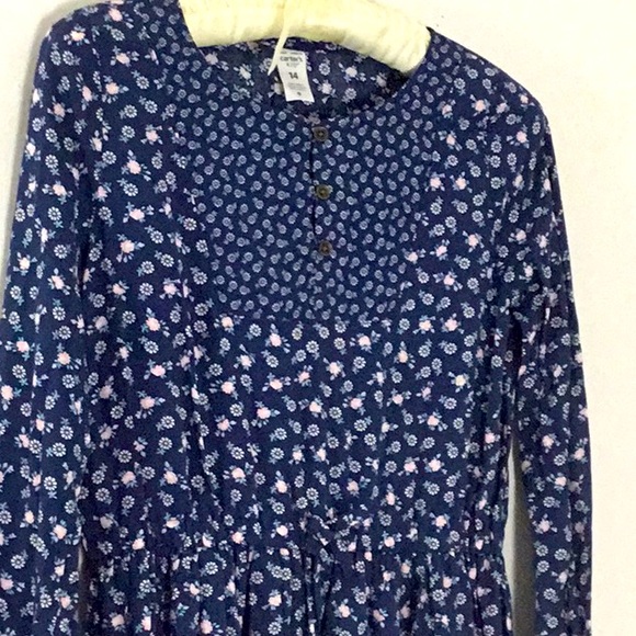 Carters Girl’s Cottage Core Blue Floral Long Sleeve Dress. Country, School Party - Picture 2 of 6
